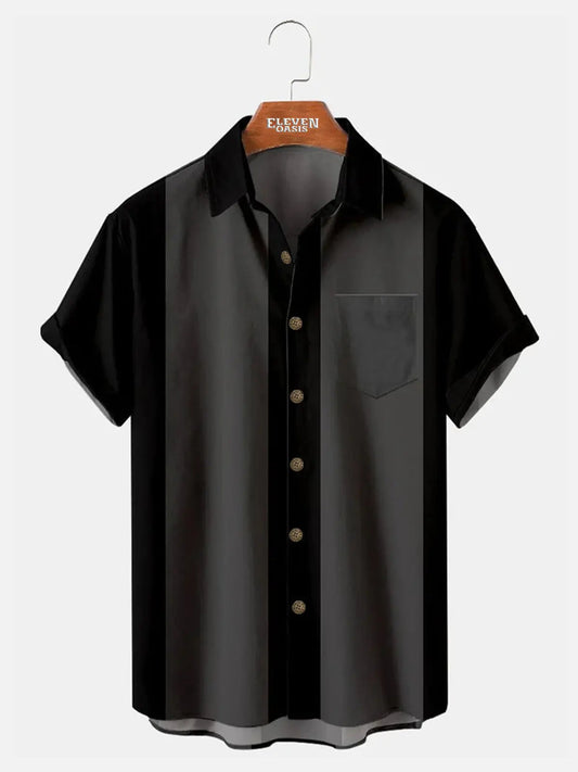 Men's Basic 50s Style Bowling Short Sleeve Shirt