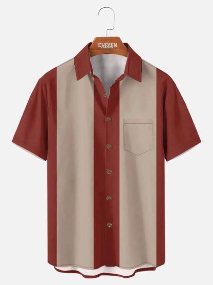 Men's Basic 50s Style Bowling Short Sleeve Shirt
