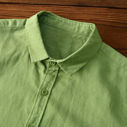 Cotton-Linen Blend Button-Up - Shirt