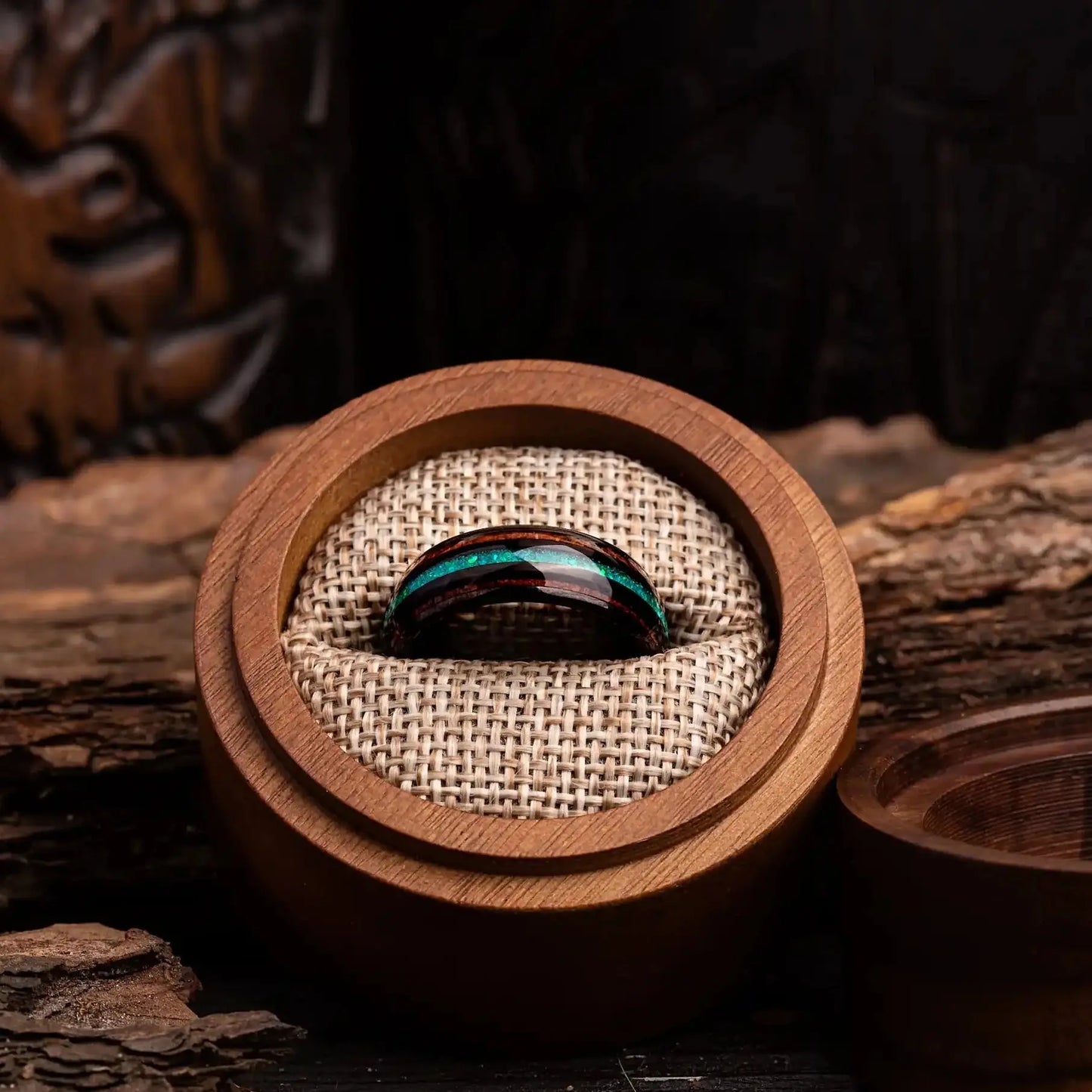 MIDORIHOSHI — Green Opal & Oak Ring