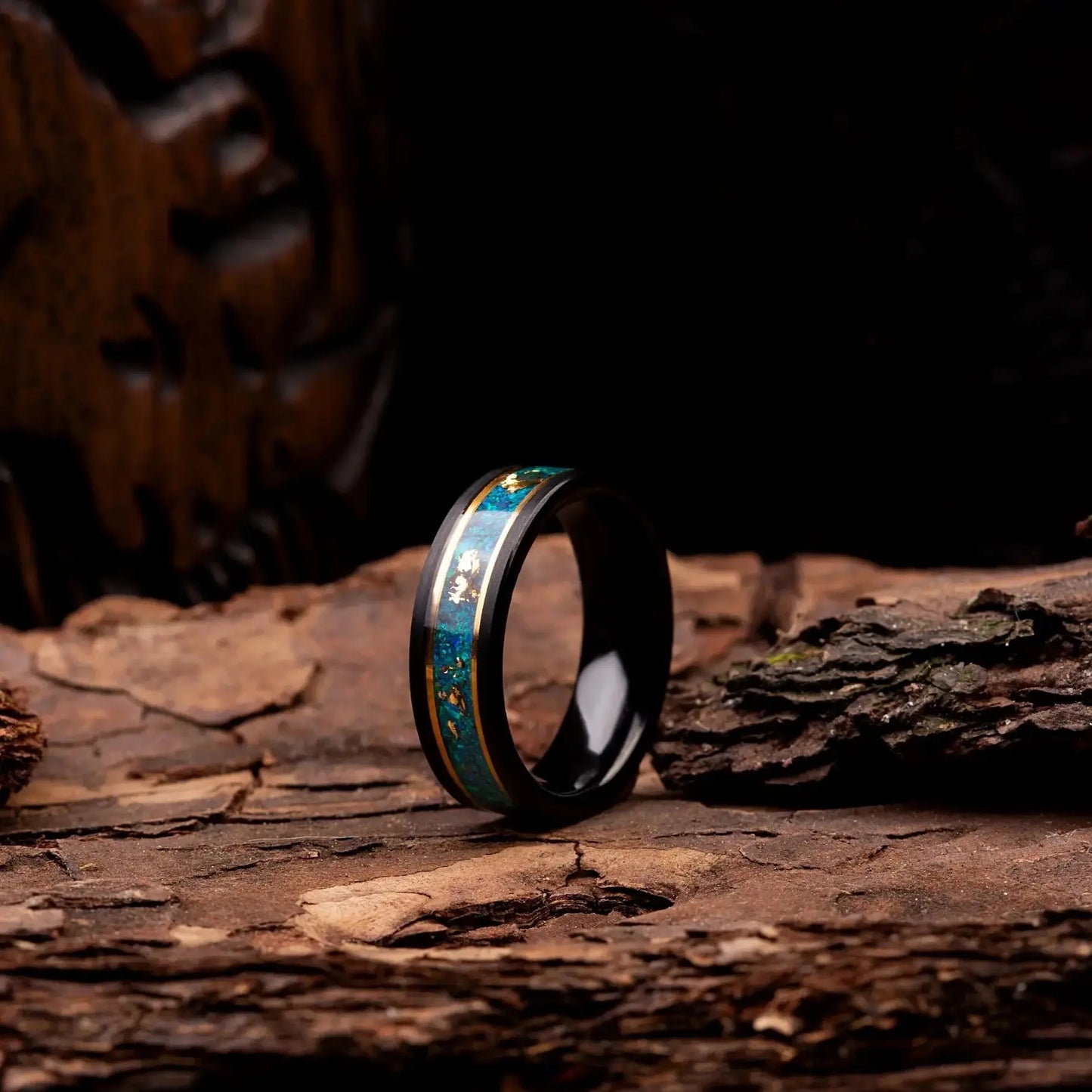 RYOKO — Green Opal & Gold Leaf Ring